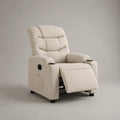 Fauteuil relax manuel en polyester beige avec dossier haut et 2 porte-gobelets, 90 × 95 × 105 cm