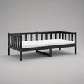 Lit banquette rectangulaire 1 place en pin massif noir, couchage 90 × 200 cm, dimensions 208 × 98 × 82 cm