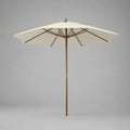Parasol droit octogonal en polyester écru et eucalyptus massif brun Ø 300 × H 250 cm