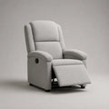 Fauteuil relax manuel inclinable en tissu avec structure en acier et repose-pieds, gris clair, 78 × 90 × 104 cm