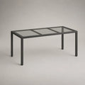 Table rectangulaire d’extérieur en acier et verre gris anthracite, 150 x 90 x 75 cm