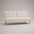 Canapé convertible droit 3 places en polyester beige avec pieds en bois, 180 × 88 × 82 cm