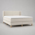 Lit continental rectangulaire 160 x 200 cm beige clair en tissu bouclé avec tête de lit, matelas et surmatelas