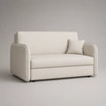 Canapé 2 places en tissu beige, forme rectangulaire, 145 × 80 × 84 cm
