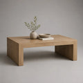 Table basse rectangulaire en MDF plaqué chêne naturel, 120 × 60 × 40 cm