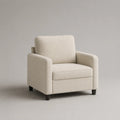 Fauteuil 1 place en tissu écru avec accoudoirs, 83 × 78 × 84 cm
