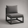 Module de canapé extérieur 1 place en acier avec coussins en tissu gris, 76 × 82 × 78 cm