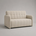 Canapé droit 2 places en tissu bouclé écru, 150 × 82 × 86 cm