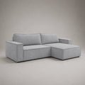 Canapé d’angle 3 places en 2 modules avec méridienne à droite, velours côtelé gris clair, 244 × 160 × 85 cm