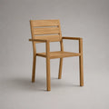 Chaise de jardin en bois massif d’acacia avec accoudoirs et dossier à lattes, marron clair, 58 × 60 × 87 cm