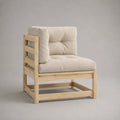 Fauteuil de jardin rectangulaire 1 place en pin massif avec 3 coussins en polyester beige, 70 × 75 × 80 cm