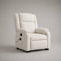 Fauteuil relax électrique 1 place en tissu bouclé blanc cassé, 76 × 92 × 105 cm