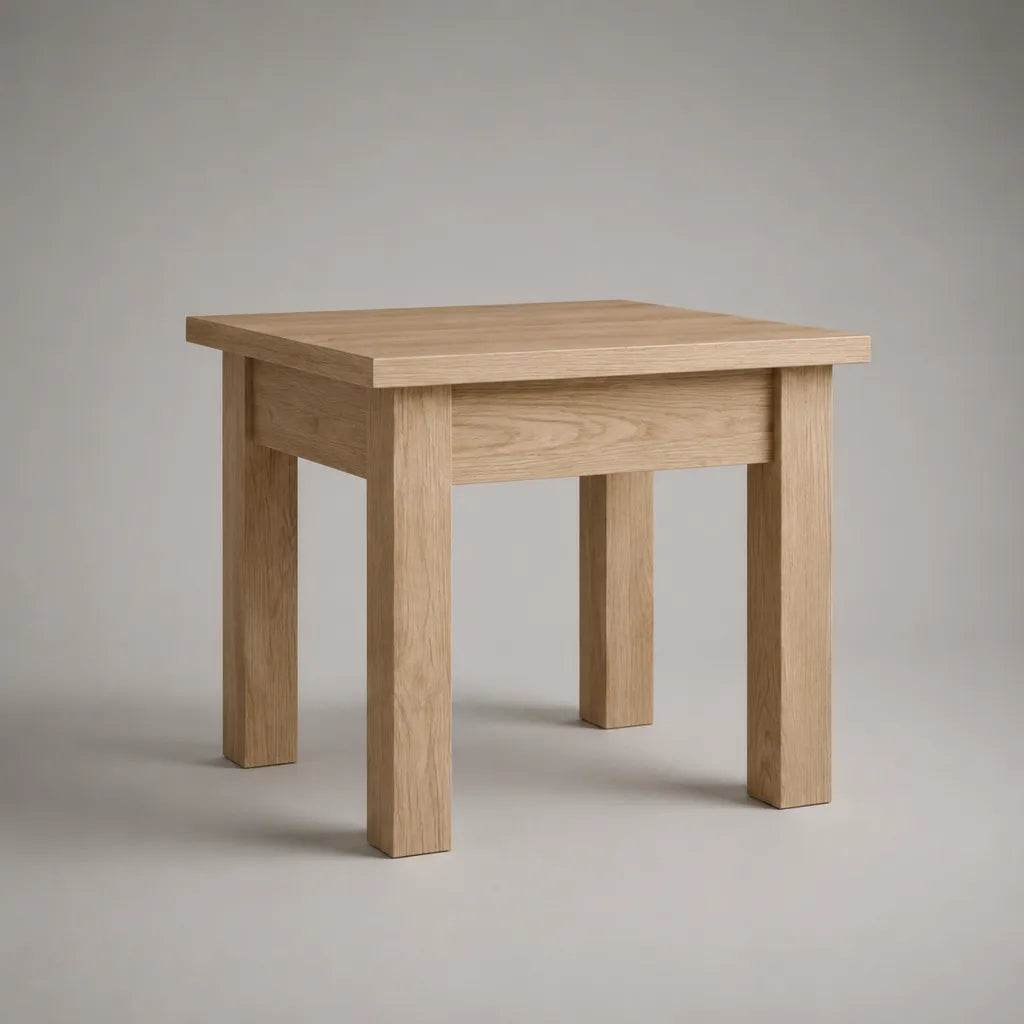 Table basse carrée en bois, chêne naturel, 60 × 60 × 55 cm