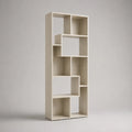 Bibliothèque étagère asymétrique en bois beige clair, 60 × 24 × 180 cm