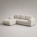 Canapé d’angle 3 places en tissu bouclé crème avec méridienne gauche, 260 × 165 × 85 cm