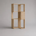 Bibliothèque d’angle asymétrique en bois MDF plaqué chêne clair, 80 × 30 × 180 cm