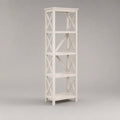 Bibliothèque étroite rectangulaire à 5 niveaux en pin massif et MDF blanc, 40 × 30 × 150 cm