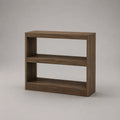 Bibliothèque basse rectangulaire en panneaux de particules mélaminés marron noyer, 2 niveaux, 100 × 30 × 90 cm